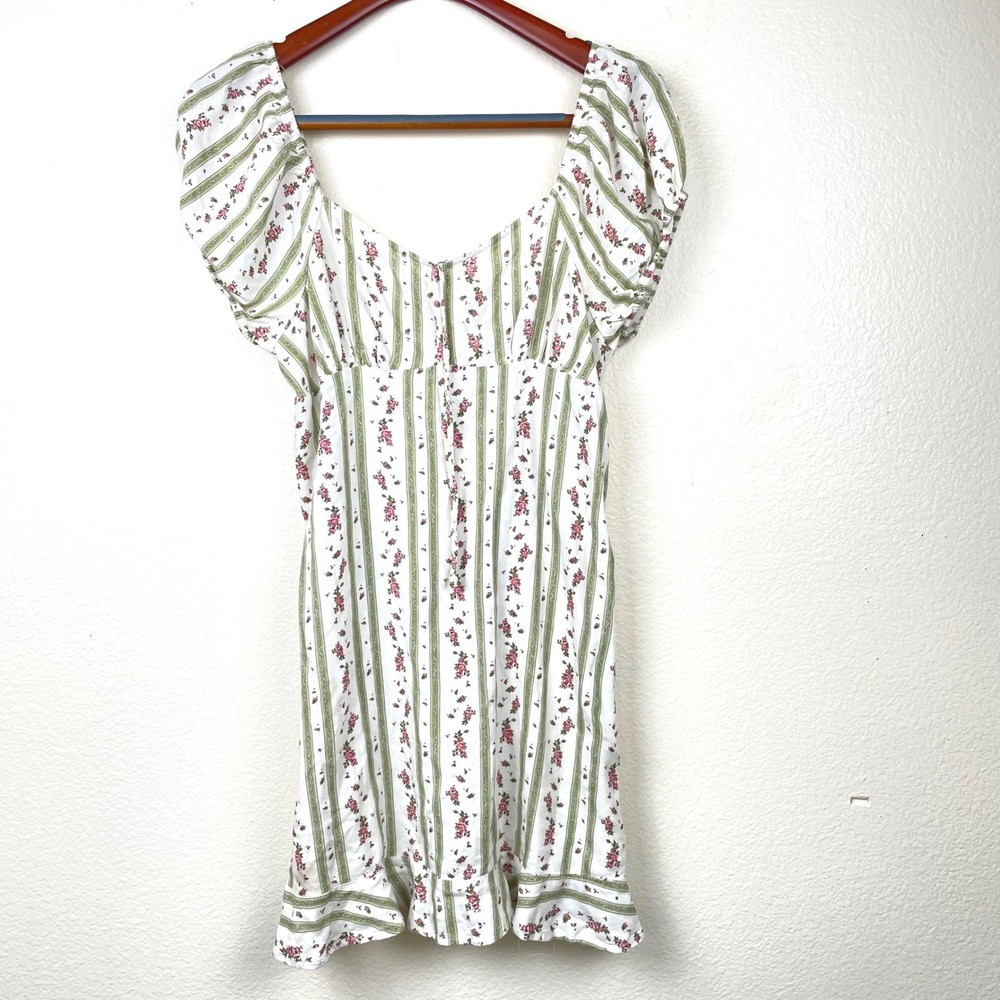 Y2K 90s Mini Dres Sz L Babydoll Fairy Soft Cottage‎ Coquette Clean Puffy Sleeves